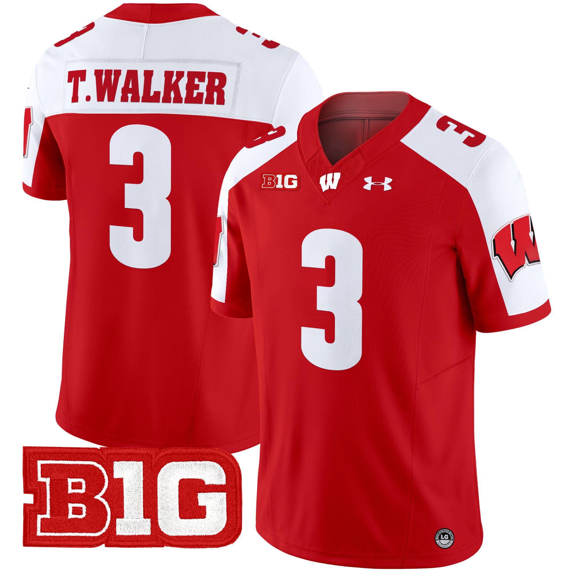 Men Wisconsin Badgers #3 T.Walker Red 2024 Vapor Limited NCAA Jersey